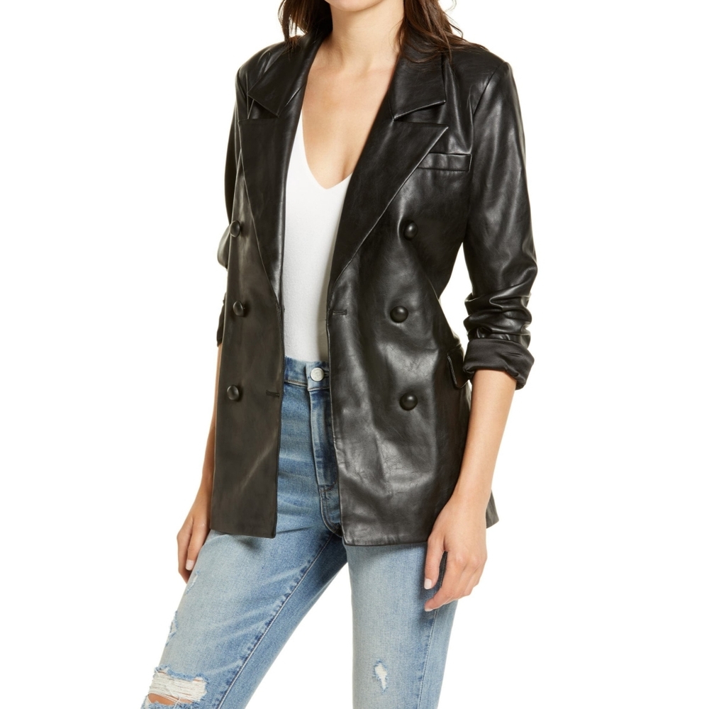 BLANK NYC FX LEATHER BLACK BLAZER SIZE M NWT